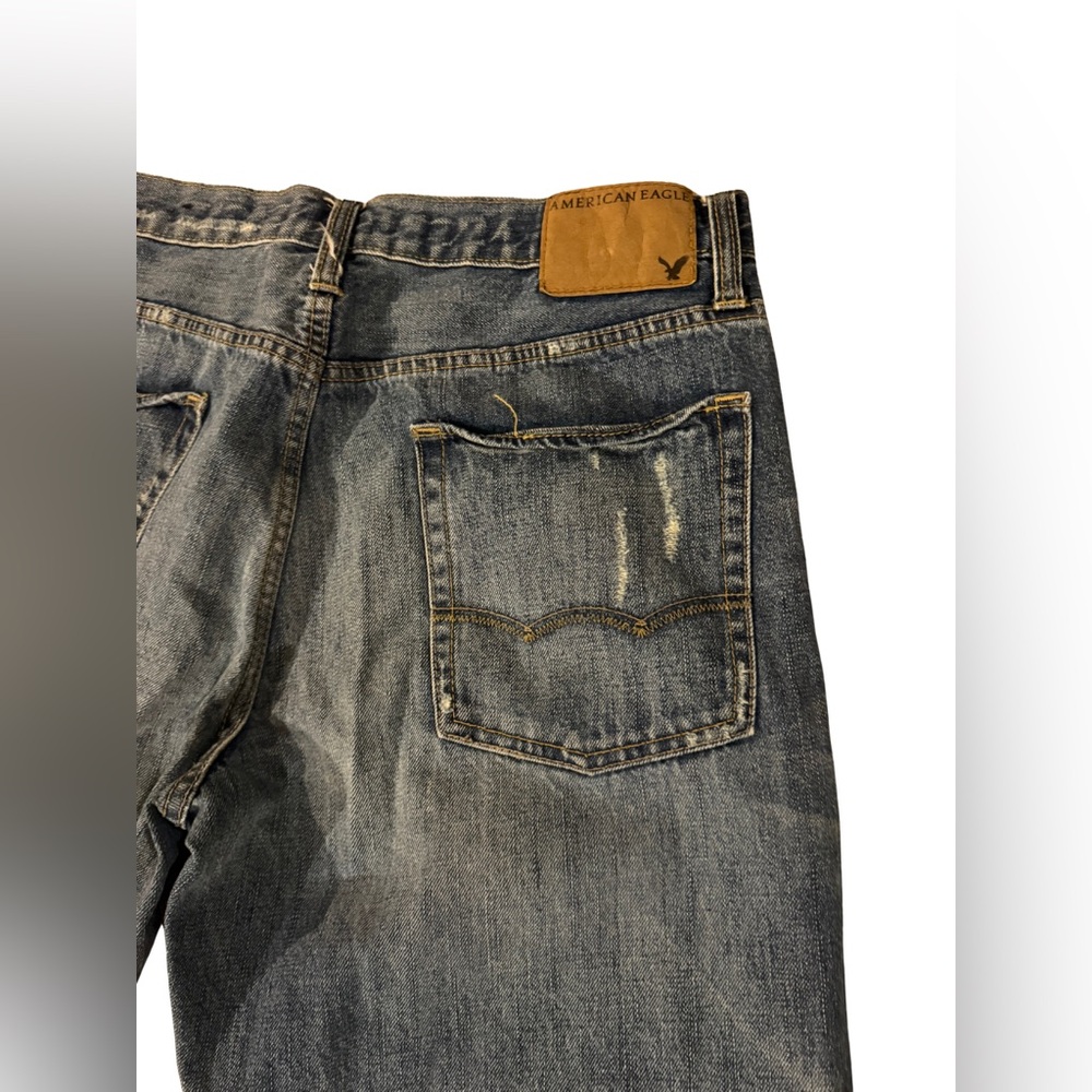 American Eagle Relaxed Fit Bootcut Distressed Jeans 34x34 - Picture 7 of 12